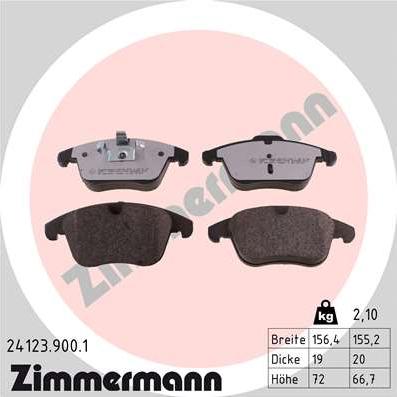 Zimmermann 24123.900.1 - Гальмівні колодки, дискові гальма autozip.com.ua