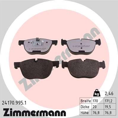 Zimmermann 24170.995.1 - Гальмівні колодки, дискові гальма autozip.com.ua