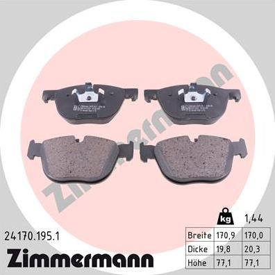 Zimmermann 24170.195.1 - Гальмівні колодки, дискові гальма autozip.com.ua