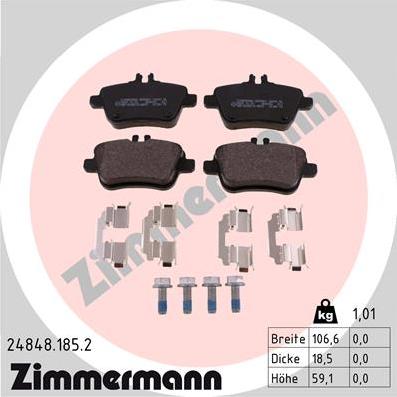Zimmermann 24848.185.2 - Гальмівні колодки, дискові гальма autozip.com.ua