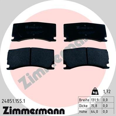 Zimmermann 24851.155.1 - Гальмівні колодки, дискові гальма autozip.com.ua