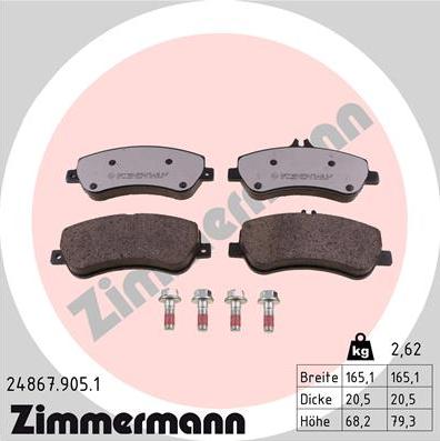 Zimmermann 24867.905.1 - Гальмівні колодки, дискові гальма autozip.com.ua
