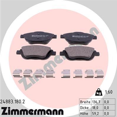Zimmermann 24883.180.2 - Гальмівні колодки, дискові гальма autozip.com.ua
