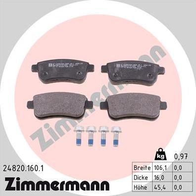 Zimmermann 24820.160.1 - Гальмівні колодки, дискові гальма autozip.com.ua