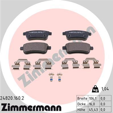 Zimmermann 24820.160.2 - Гальмівні колодки, дискові гальма autozip.com.ua