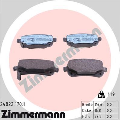 Zimmermann 24822.170.1 - Гальмівні колодки, дискові гальма autozip.com.ua