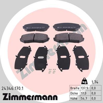 Zimmermann 24346.170.1 - Гальмівні колодки, дискові гальма autozip.com.ua