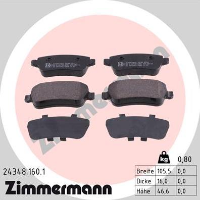 Zimmermann 24348.160.1 - Гальмівні колодки, дискові гальма autozip.com.ua