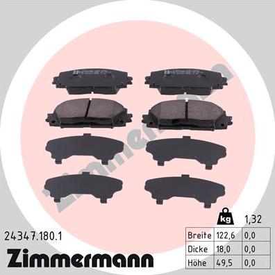 Zimmermann 24347.180.1 - Гальмівні колодки, дискові гальма autozip.com.ua