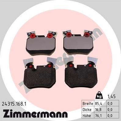 Zimmermann 24315.168.1 - Гальмівні колодки, дискові гальма autozip.com.ua