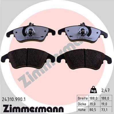 Zimmermann 24310.990.1 - Гальмівні колодки, дискові гальма autozip.com.ua