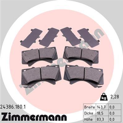 Zimmermann 24386.180.1 - Гальмівні колодки, дискові гальма autozip.com.ua