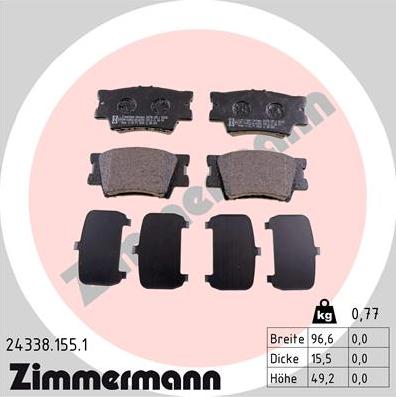 Zimmermann 24338.155.1 - Гальмівні колодки, дискові гальма autozip.com.ua
