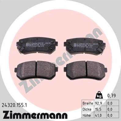 Zimmermann 24320.155.1 - Гальмівні колодки, дискові гальма autozip.com.ua
