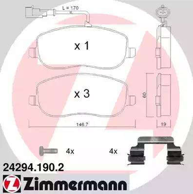 Zimmermann 24294.190.2 - Гальмівні колодки, дискові гальма autozip.com.ua
