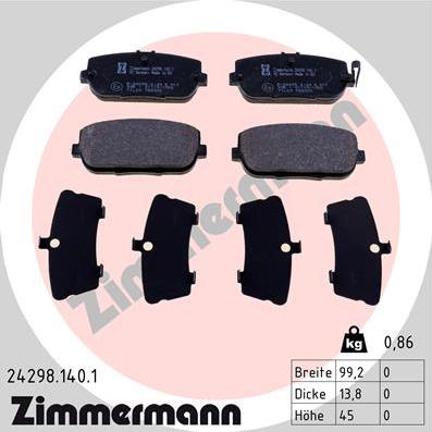 Zimmermann 24298.140.1 - Гальмівні колодки, дискові гальма autozip.com.ua