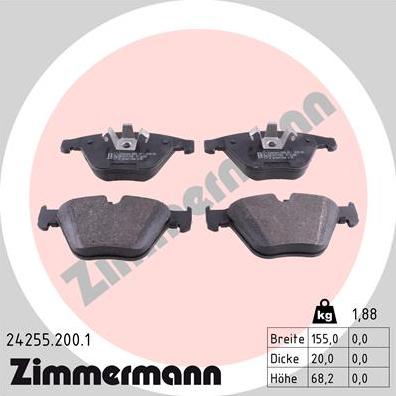 Zimmermann 24255.200.1 - Гальмівні колодки, дискові гальма autozip.com.ua