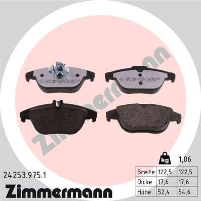Zimmermann 24253.975.1 - Гальмівні колодки, дискові гальма autozip.com.ua