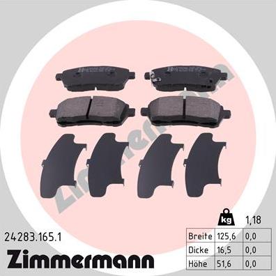 Zimmermann 24283.165.1 - Гальмівні колодки, дискові гальма autozip.com.ua