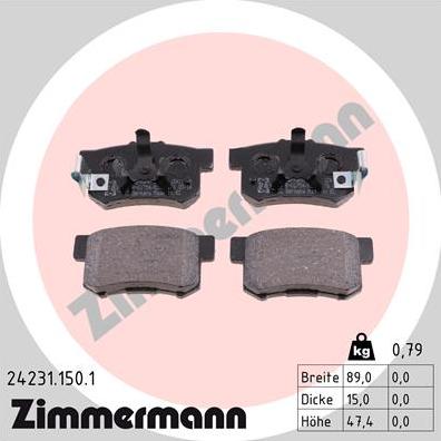 Zimmermann 24231.150.1 - Гальмівні колодки, дискові гальма autozip.com.ua