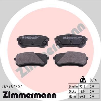 Zimmermann 24276.150.1 - Гальмівні колодки, дискові гальма autozip.com.ua