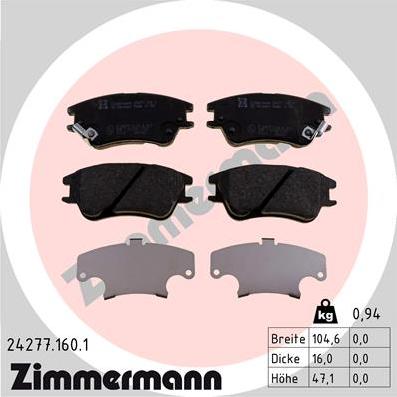 Zimmermann 24277.160.1 - Гальмівні колодки, дискові гальма autozip.com.ua