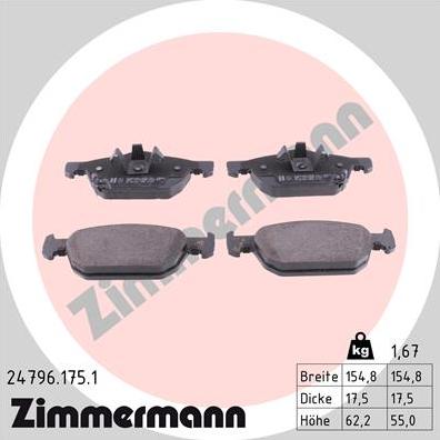 Zimmermann 24796.175.1 - Гальмівні колодки, дискові гальма autozip.com.ua