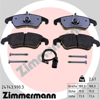 Zimmermann 24743.990.3 - Гальмівні колодки, дискові гальма autozip.com.ua