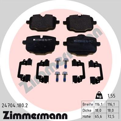 Zimmermann 24704.180.2 - Гальмівні колодки, дискові гальма autozip.com.ua