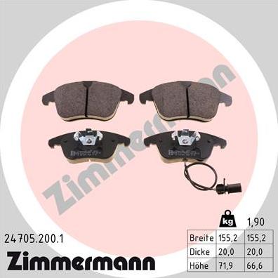 Zimmermann 24705.200.1 - Гальмівні колодки, дискові гальма autozip.com.ua