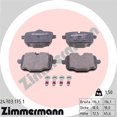 Zimmermann 24703.175.1 - Гальмівні колодки, дискові гальма autozip.com.ua