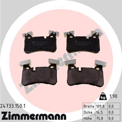 Zimmermann 24733.150.1 - Гальмівні колодки, дискові гальма autozip.com.ua