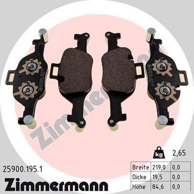 Zimmermann 25900.195.1 - Гальмівні колодки, дискові гальма autozip.com.ua