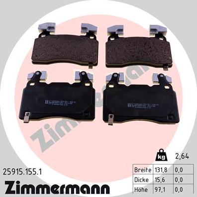 Zimmermann 25915.155.1 - Гальмівні колодки, дискові гальма autozip.com.ua