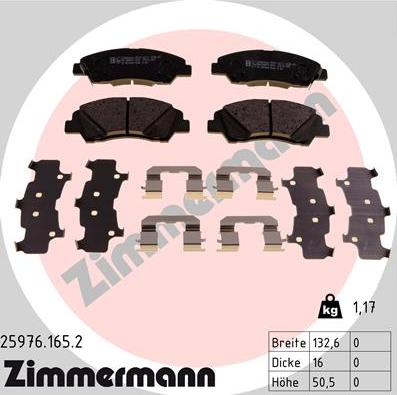 Zimmermann 25976.165.2 - Гальмівні колодки, дискові гальма autozip.com.ua
