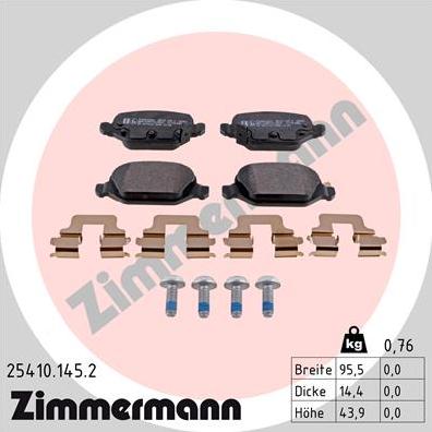 Zimmermann 25410.145.2 - Гальмівні колодки, дискові гальма autozip.com.ua