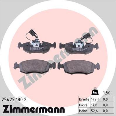 Zimmermann 25429.180.2 - Гальмівні колодки, дискові гальма autozip.com.ua