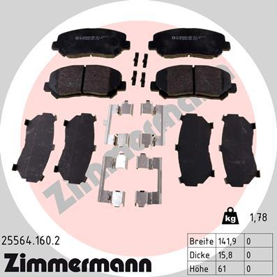 Zimmermann 25564.160.2 - Гальмівні колодки, дискові гальма autozip.com.ua