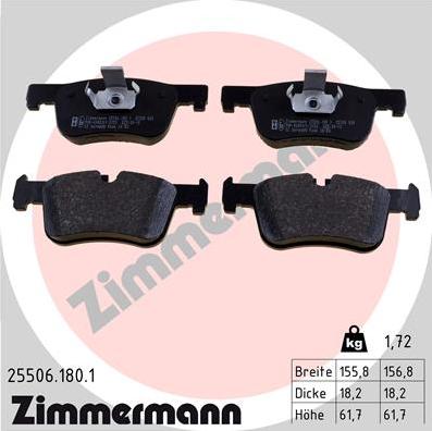 Zimmermann 25506.180.1 - Гальмівні колодки, дискові гальма autozip.com.ua