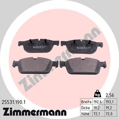Zimmermann 25531.190.1 - Гальмівні колодки, дискові гальма autozip.com.ua