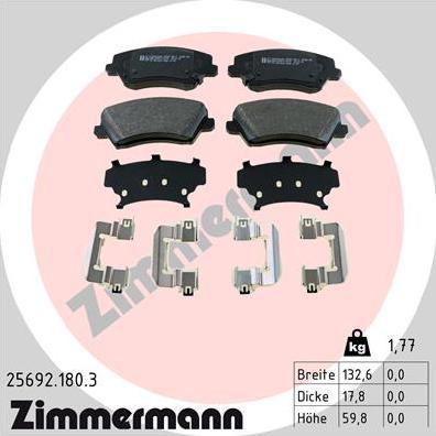 Zimmermann 25692.180.3 - Гальмівні колодки, дискові гальма autozip.com.ua