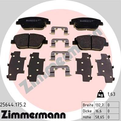 Zimmermann 25644.175.2 - Гальмівні колодки, дискові гальма autozip.com.ua