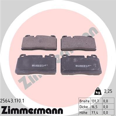 Zimmermann 25643.170.1 - Гальмівні колодки, дискові гальма autozip.com.ua