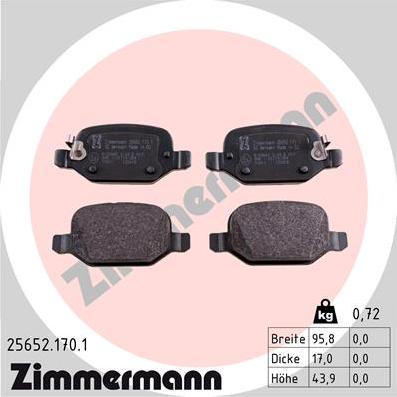 Zimmermann 25652.170.1 - Гальмівні колодки, дискові гальма autozip.com.ua