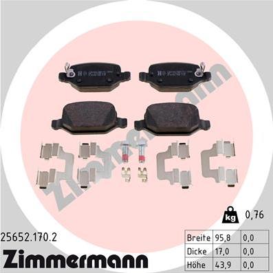 Zimmermann 25652.170.2 - Гальмівні колодки, дискові гальма autozip.com.ua