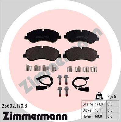 Zimmermann 25602.170.3 - Гальмівні колодки, дискові гальма autozip.com.ua