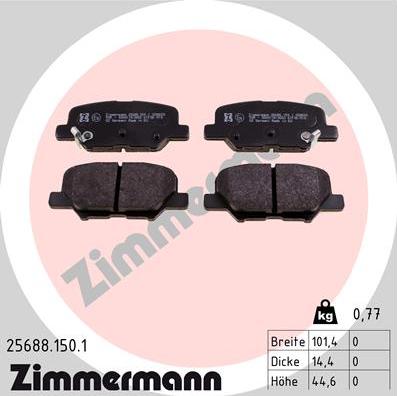 Zimmermann 25688.150.1 - Гальмівні колодки, дискові гальма autozip.com.ua