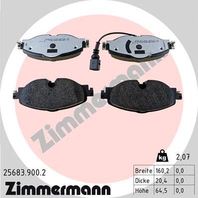 Zimmermann 25683.900.2 - Гальмівні колодки, дискові гальма autozip.com.ua