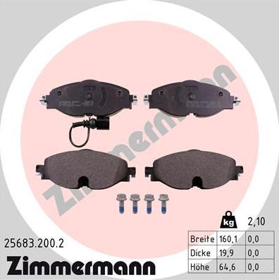 Zimmermann 25683.200.2 - Гальмівні колодки, дискові гальма autozip.com.ua