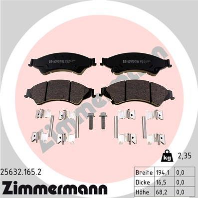 Zimmermann 25632.165.2 - Гальмівні колодки, дискові гальма autozip.com.ua
